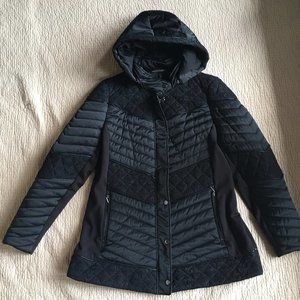 White House Black Market Lace-Trim Puffer Coat L